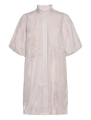 Tiffany Stripe Dress Lyhyt Mekko Beige A-View