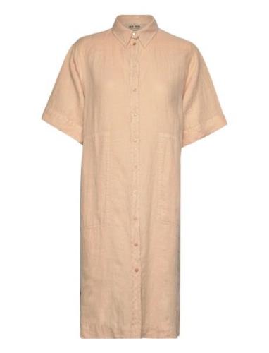 Mal Linen Shirt Dress Lyhyt Mekko Beige MOS MOSH