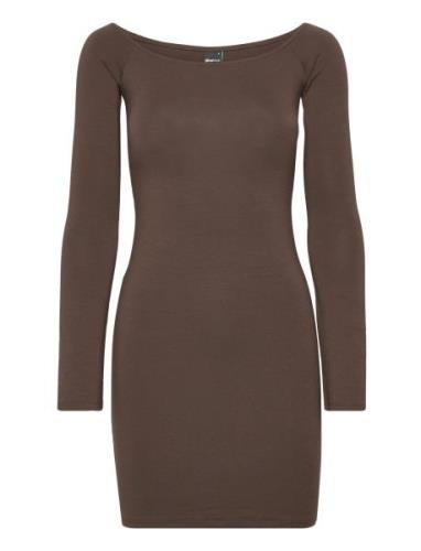 Off Shoulder Dress Lyhyt Mekko Brown Gina Tricot