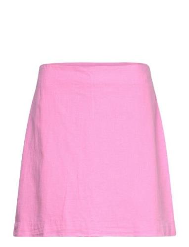 Linen Blend Skirt Lyhyt Hame Pink Gina Tricot