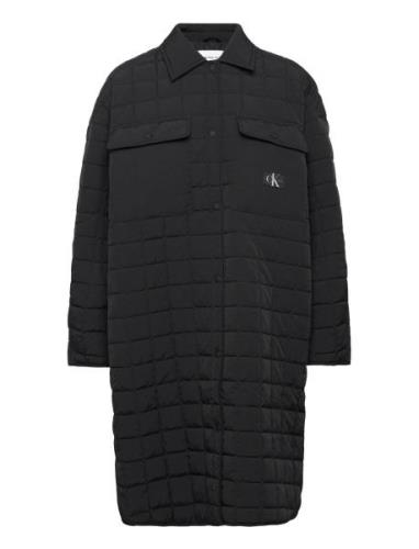 Long Quilted Utility Coat Ohut Pitkä Takki Black Calvin Klein Jeans