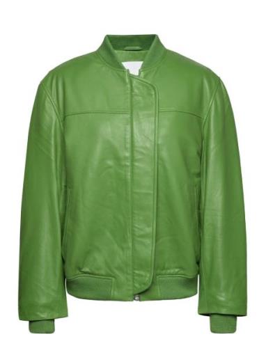 Leather Bomber Jacket Nahkatakki Green REMAIN Birger Christensen