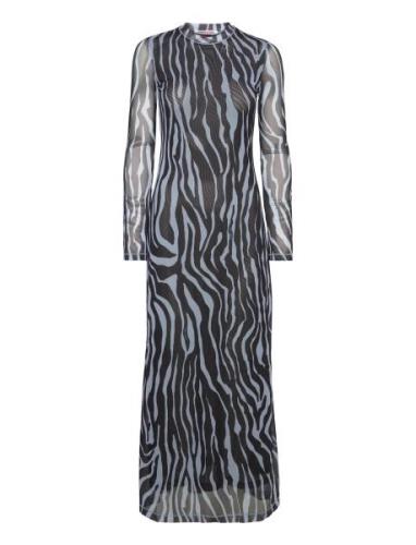 Tjw Zebra Maxi Knit Dress Maksimekko Juhlamekko Blue Tommy Jeans