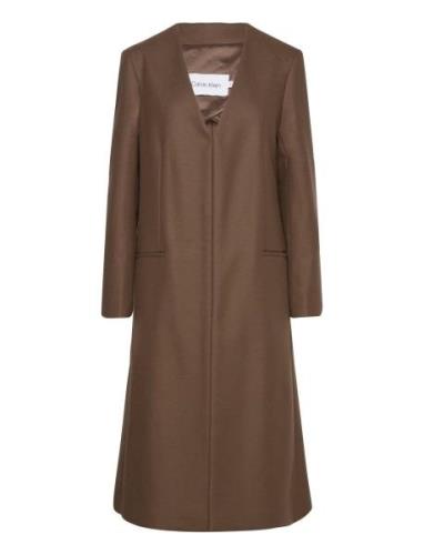 Interconnected Wool Coat Villakangastakki Brown Calvin Klein