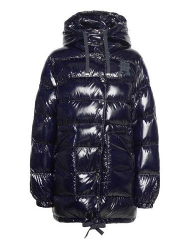 Md High Gloss Hooded Down Coat Vuorillinen Takki Topattu Takki Blue To...