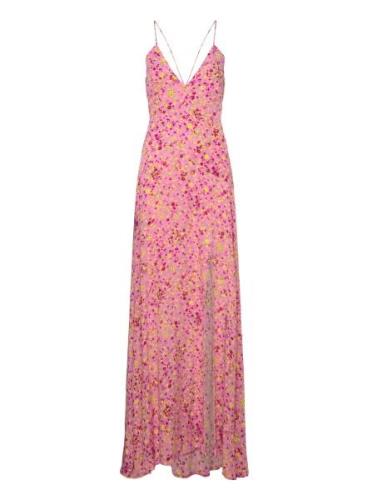 Jacquard Maxi Slip Dress Maksimekko Juhlamekko Pink ROTATE Birger Chri...