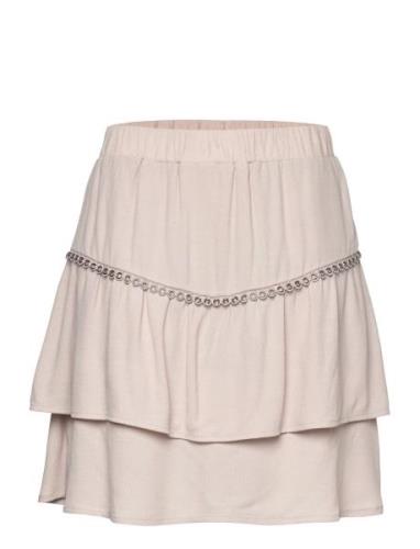 D6Chia Eyelet Mini Skirt Lyhyt Hame Beige Dante6