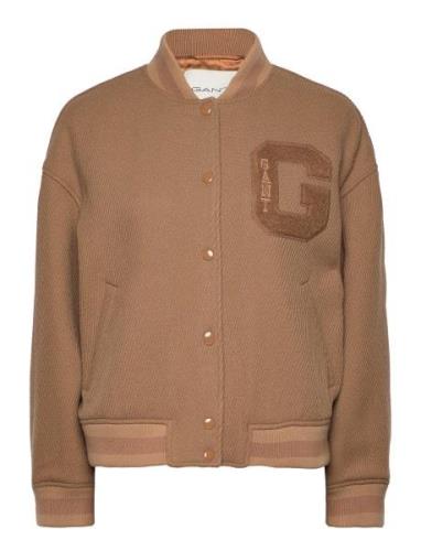 Wool Twill Gant Varsity Jacket Villakangastakki Beige GANT