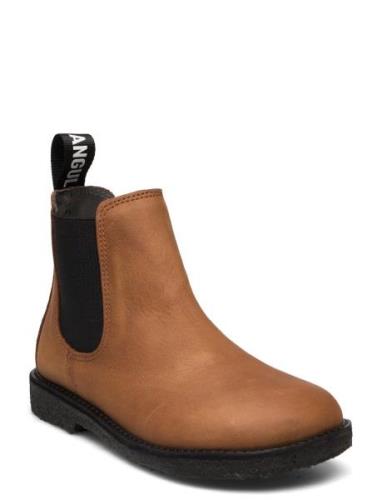 Booties - Flat - With Elastic Bootsit Nauhalliset Saapikkaat Brown ANG...