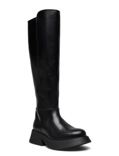 Biahailey Knee High Boot Crust Korkeavartiset Saapikkaat Black Bianco