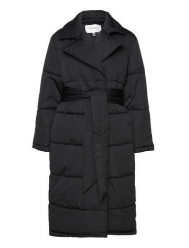 Yasluffa Ls Padded Coat S. Noos Topattu Pitkä Takki Black YAS