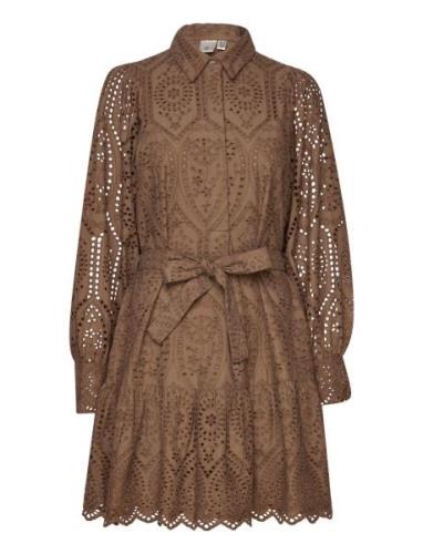 Yasholi Ls Belt Dress S. Noos Lyhyt Mekko Brown YAS