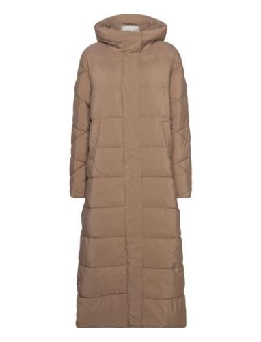 Yasliro Long Padded Coat Topattu Pitkä Takki Beige YAS