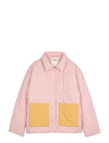 Color Block Padded Over Jacket Vuorillinen Takki Topattu Takki Pink Bo...