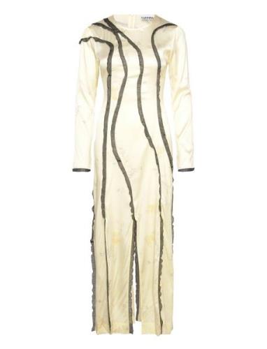 Silk Stretch Satin Maksimekko Juhlamekko Cream Ganni