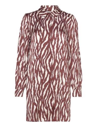 Objjabina L/S Short Dress 128 Lyhyt Mekko Brown Object