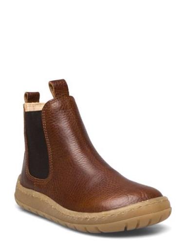 Booties - Flat - With Elastic Bootsit Nauhalliset Saapikkaat Brown ANG...