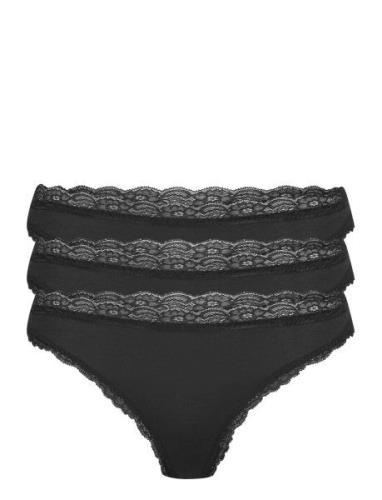 Brief 3-P Em Lace Thong Reg Co Stringit Alusvaatteet Black Lindex