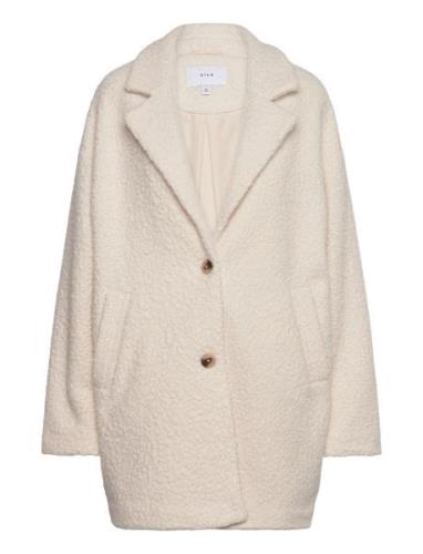 Viotil L/S Teddy Coat/Pb Topattu Pitkä Takki Cream Vila