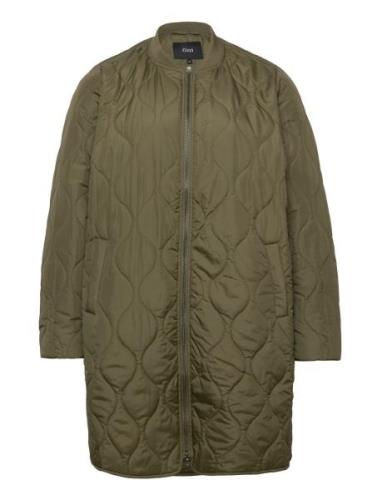 Cacamp, L/S, New Coat Topattu Pitkä Takki Green Zizzi