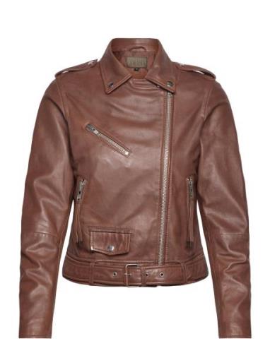 Rachel Leather Biker Nahkatakki Brown Jofama