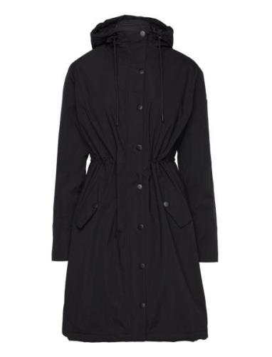 Kasina Long Coat Topattu Pitkä Takki Black Kaffe