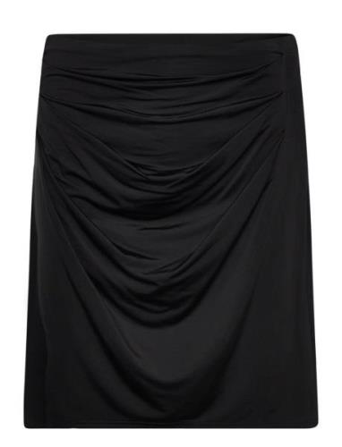 Cupro Skirt Lyhyt Hame Black Rosemunde