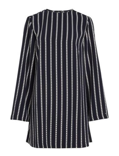 Argyle Stripe Crepe Shift Dress Lyhyt Mekko Black Tommy Hilfiger