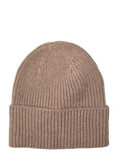 Fold Rib Cap Accessories Headwear Beanies Beige Davida Cashmere