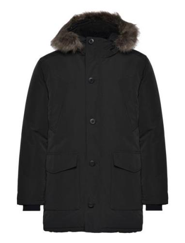 Everest Faux Fur Hooded Parka Parka Takki Black Superdry