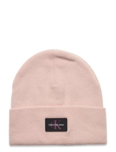 Monologo Rubber Beanie Accessories Headwear Beanies Pink Calvin Klein