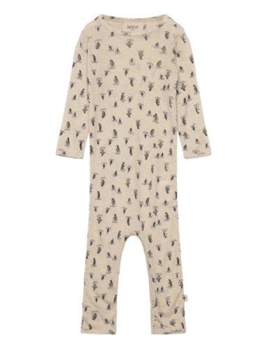 Plain Wool Jumpsuit Jumpsuit Haalari Beige Wheat