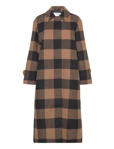 Slfevana Long Wool Coat Outerwear Coats Winter Coats Brown Selected Fe...