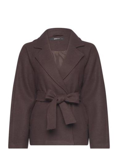 Belted Short Coat Villakangastakki Brown Gina Tricot