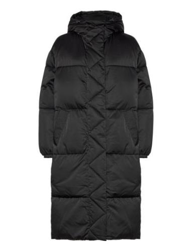 Tjw Long Satin Puffer Topattu Pitkä Takki Black Tommy Jeans