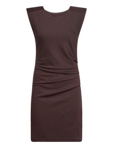 India Round-Neck Dress Lyhyt Mekko Brown Kaffe