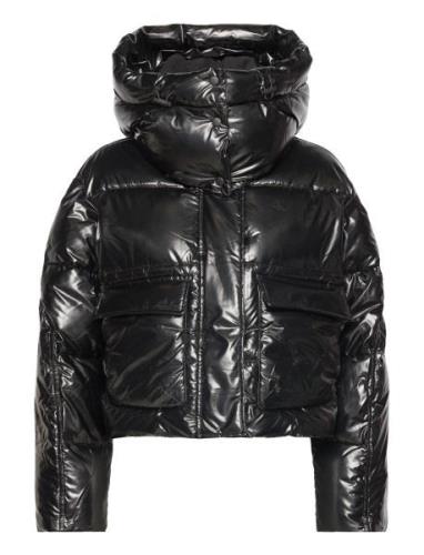 High Shine Puffer Vuorillinen Takki Topattu Takki Black Calvin Klein J...