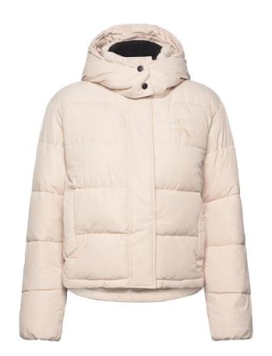 Monologo Non Down Short Puffer Vuorillinen Takki Topattu Takki Cream C...