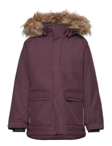 Parka W. Fake Fur Parka Takki Burgundy Color Kids