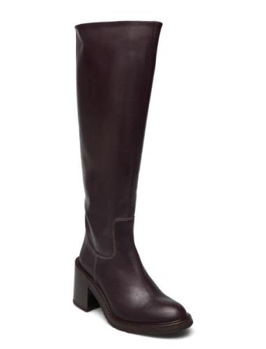 Boots - Block Heel Korkeavartiset Saapikkaat Black ANGULUS