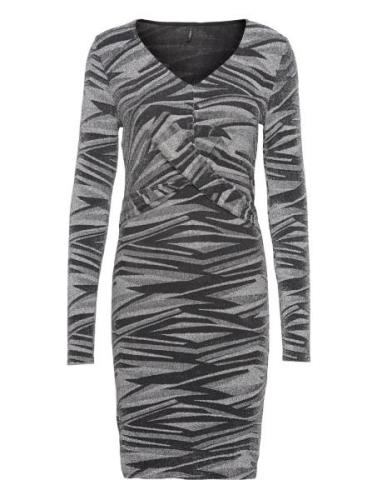 Onlqueen L/S V-Neck Glitter Dress Jrs Lyhyt Mekko Grey ONLY