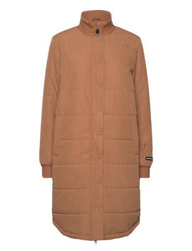 Cassidy W Long Puffer Jacket Topattu Pitkä Takki Brown Weather Report