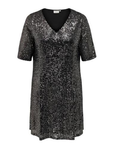 Carsparkly Ss Sequins Dress Wvn Lyhyt Mekko Black ONLY Carmakoma