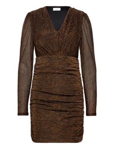 Vijaade L/S V-Neck Dress/Dc Lyhyt Mekko Brown Vila