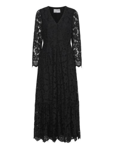 Slftara Ls Ankle Lace Dress B Maksimekko Juhlamekko Black Selected Fem...