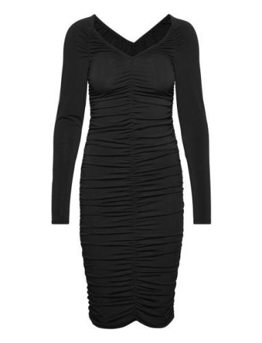 Vmgilsa Ls V-Neck Calf Dress Vma Lyhyt Mekko Black Vero Moda