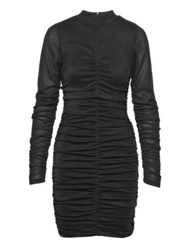 Vidafni L/S Glitter Mesh Dress Lyhyt Mekko Black Vila