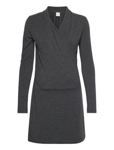 Merino Wool Wrap Dress Lyhyt Mekko Grey Boob