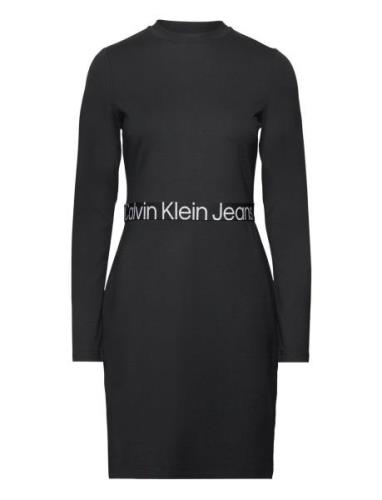 Logo Elastic Milano Ls Dress Lyhyt Mekko Black Calvin Klein Jeans