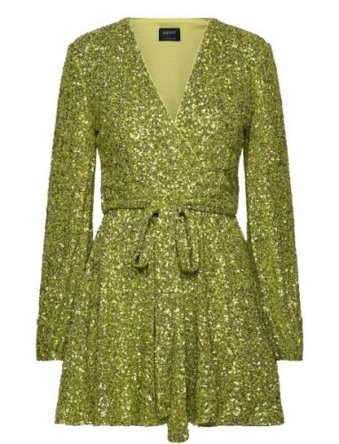 Sequin Bellissa Dress Lyhyt Mekko Green Bardot